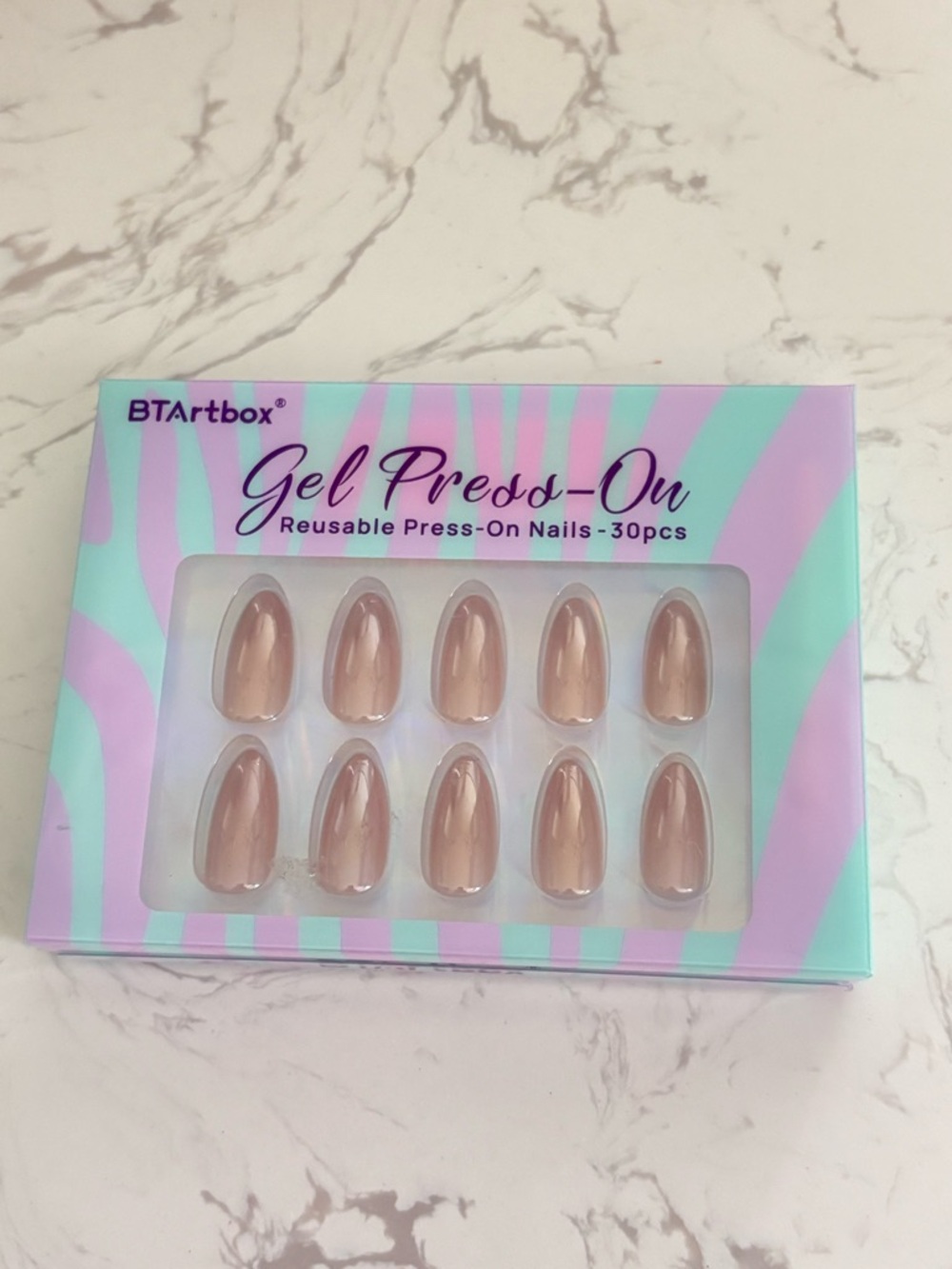 Nude Gel Press-On Reusable Press-On Nails - 30 pcs